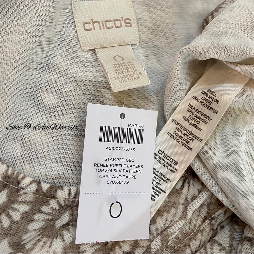 Chico’s NWT layered print mesh asymmetrical top *… - image 8